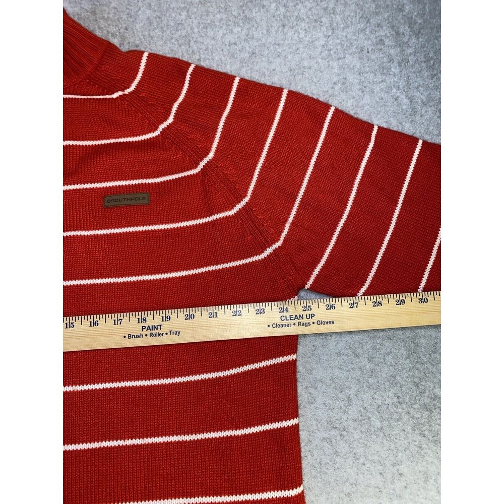 SOUTHPOLE Vtg Red Striped 1/4 Zip Rib Knit SWEATER Men's XL - Picture 8 of 9
